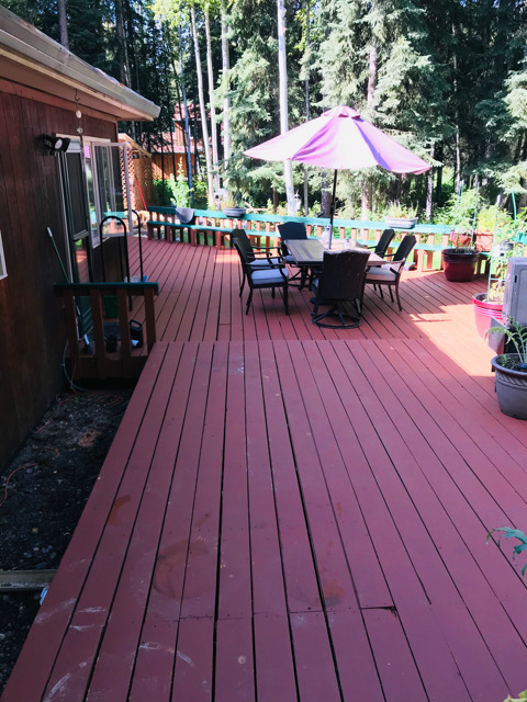 Finished the deck refinishing. A challenge during our wet, short summer in Interior Alaska
