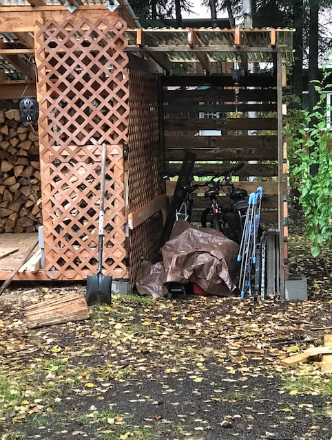 Rustic bike shed in Interior Alaska