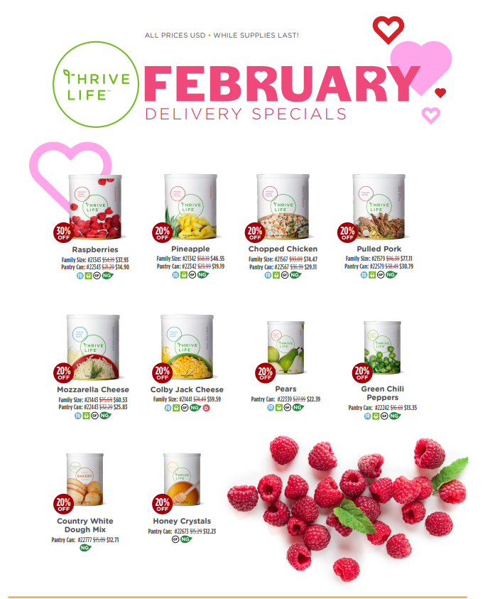 February Thrive Life Food Specials
