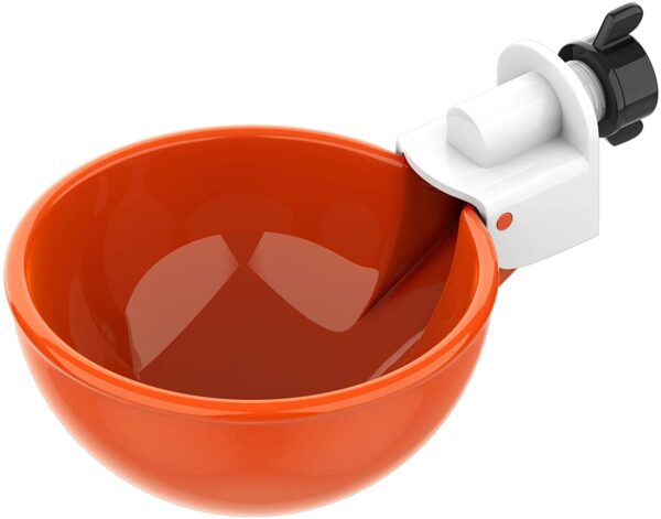 Lil Clucker (5 Pack) Large Automatic Filling Poultry Waterer Cups | Auto Watering Drinker System for Chickens, Ducks, Geese, Turkeys etc. | Water Feeder Kit (Orange)